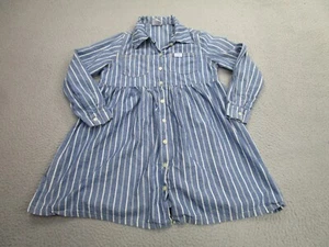 VINTAGE Guess Shirt Dress Girls 12 Blue Striped Babydoll 90s Western Farmer - Picture 1 of 13