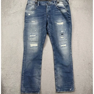 PRPS Demon Bruised Never Broken Jeans Straight Men 42 Blue Distressed 5 Pockets - Image 1 of 4