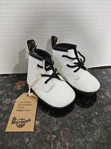 Dr Martens Baby Shoes Size 2 White 1460 Crib Booties NEW soft bottom - Picture 1 of 4