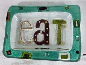 EAT Lori Siebert - Silvestri Hand Blown Fusion Glass 4.75” X 6.25” Platter Dish - Picture 1 of 5