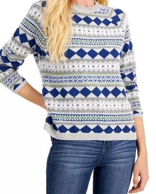 Suéter Style & Co Fair Isle Cuello Redondo Gris Talla 2XL Foto 1 de 4