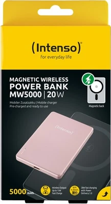 Intenso Powerbank MW5000 magnetische Fixierung MagSafe 5000 mAh USB Typ C rosé - Bild 1 von 4