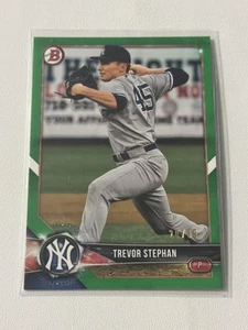 2018 Trevor Stephan Bowman Chrome Green Refractor BASEBALL /99 #BDC-20 Yankees - Picture 1 of 2