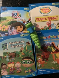 Lot of 4 VTech Bugsby Reading System Books + Bugsby Reader Pen Tested Works - Picture 1 of 8