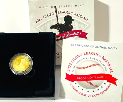 2022 W $5 золотой пруф лиги бейсбола монета 90% #592B - Изображение 1 из 4