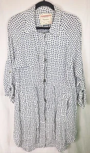 Anthropologie Cartonnier Trench Dress Diamond Print White Blue Size Medium  - Picture 1 of 11