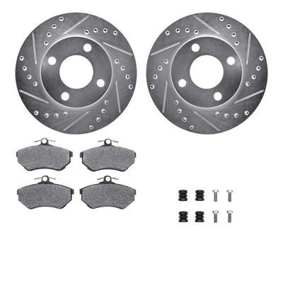 For Audi 90 Quattro 90-91 Drilled & Slotted Front Brake Kit w Semi-Metalic Pads - Image 1 of 2
