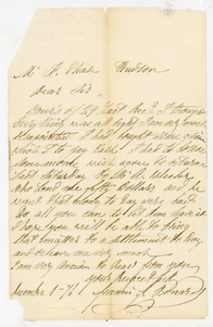 Signed Letter F.F. Benard Hudson NY Signed Handwritten damages Mrs Stone 1872 - Picture 1 of 2