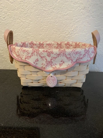 Longaberger 2005 Breast Cancer Awareness Hope Basket Combo Liner & Ceramic Charm Cover