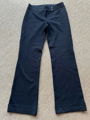 Yansi Fugel Sz 4 Black Flat Front Wide Leg Dressy Palazzo Pants Spandex Cuffed - Image 1 of 4