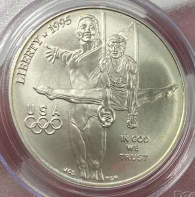 1995 D SILVER $1 GYMNASTICS OLYMPIC COMMEMORATIVE DOLLAR COIN PCGS MS69 - Image 1 of 4