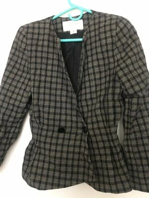 Christian Dior 100% Lana Peplum Chaqueta y Falda 4 Traje o Tiras 9 Tacones Nude Foto 1 de 4