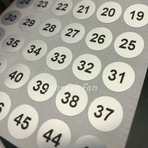 Juegos de 40 pegatinas de inventario autoadhesivas redondas de 10 mm con números de plata 1-100 - Imagen 1 de 3