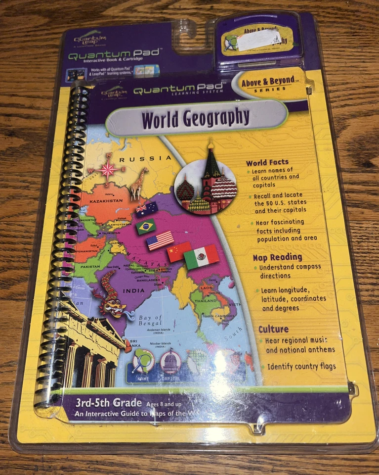 LeapFrog Quantum Pad Learning System Geography Book and Cartridge