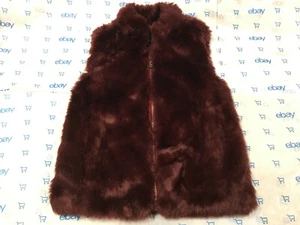 J Crew Women's Sz PXXS Burgundy Faux-Fur Zip up Vest - Picture 1 of 12