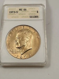 1973-S EISENHOWER / 40% SILVER /LITE GOLD TONING / SOAP BOX HOLDER /ANACS MS66 - Picture 1 of 4
