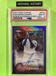 ALEXANDER CANARIO 2024 TOPPS CHROME PURPLE AUTO PSA 10 175/250 Cubs Rookie Raac - Picture 1 of 2