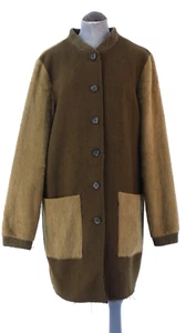 Fluffy Coat Wool Overcoat Olive Green Arty Lagenlook Camel Hair Yaya Size UK 10 - Picture 1 of 13