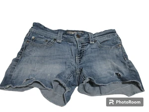 Sz 29 BKE Shorts Women's 29x3.5 Blue Stella Jean Distressed Denim Western Rodeo - Picture 1 of 13