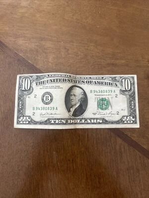 Miscut/Offset 10 dollar bill (1981) Error: Rare - Image 1 of 4
