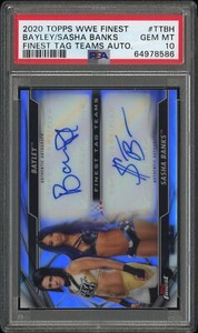 2020 WWE Topps Finest Tag Teams Bayley Sasha Banks Dual Auto #TT-BH PSA 10 POP 5