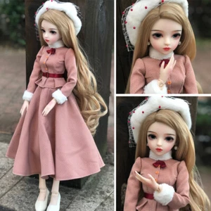 60cm 1/3 BJD Doll with Blue Eyes Wig Outfits Full Set Replaceable Face Makeup - Picture 1 of 7