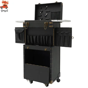 Portable Rolling Makeup Stylist Makeup Train Hair Salon Case Clipper Trimmer Box - Picture 1 of 21