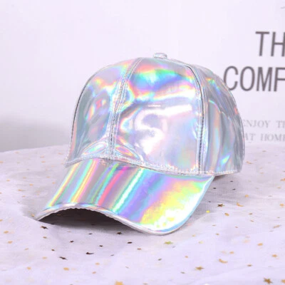 Gorra de béisbol hip hop holograma arco iris reflectante sombrero de calle unisex ajustable Foto 1 de 4