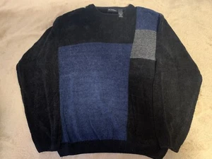 Mens Axcess Sweater Large Pullover Black Crew Neck Blue Grey - Picture 1 of 3