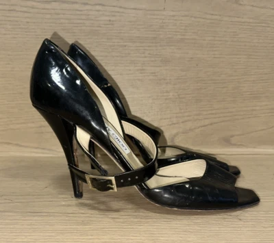JIMMY CHOO SANDALIA BOMBA CHAROL NEGRO CORREA ANCHA Talla 40M HECHO EN ITALIA Foto 1 de 4