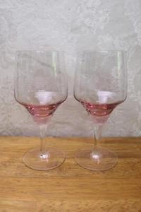 Sasaki Harmony Coral Pink 6 7/8 " Water / Wine Glass Goblets Set of 2 - Picture 1 of 3