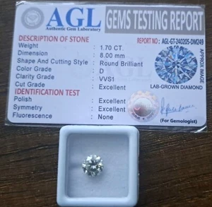 Lose CVD Diamant 1 Stck. Rund 8,00 mm 1,70 Karat D Farbe VVS1 - Bild 1 von 6