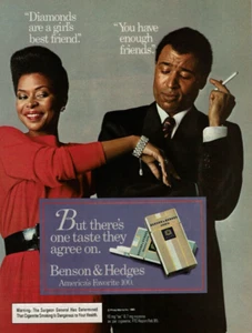 1985 Vintage Print Ad Benson & Hedges Diamonds are a girls best friends taste - Picture 1 of 2