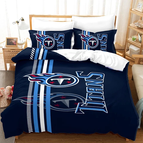 Tennessee Titans Football Bedding Sets 3 Pieces Soft Quilt Cover Pillowcases Cover
