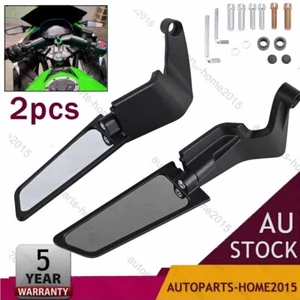 Pair Motorcycle Wind Swivel Stealth Wing Rear View Side Mirror For Yamaha MT-09 - Picture 1 of 12