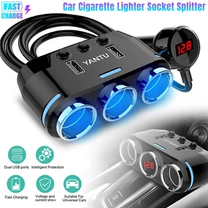 5-in-1 3Way Car Cigarette Lighter Socket Splitter Fast Charger Power Adapter 12V - Picture 1 of 7