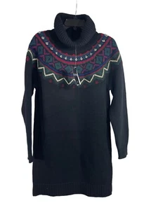 Lauren Ralph Lauren Fair Isle Turtleneck Sweater Dress Black Label $225 PL NEW - Picture 1 of 11