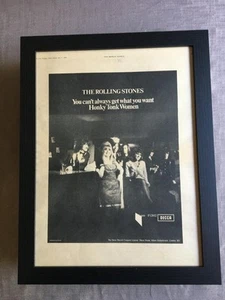 Rolling Stones Can't Always / Honky Tonk Women 1969 Framed Advert /Ad 18" x 14" - Picture 1 of 1