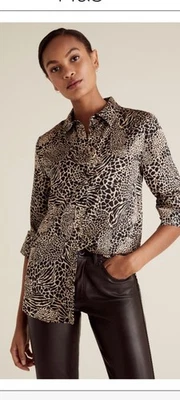 Beautiful M&S COLLECTION Animal Print Satin Blouse   - UK 16  - - Image 1 of 4