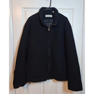 Joseph Abboud Black Wool Cashmere Jacket Preppy Minimalist Full Zip Size XL - Picture 1 of 7