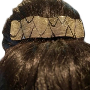 1980’s Vintage Wavy LongFrench Barrette in Gold & Black, Glam French Hair Clip - Picture 1 of 4