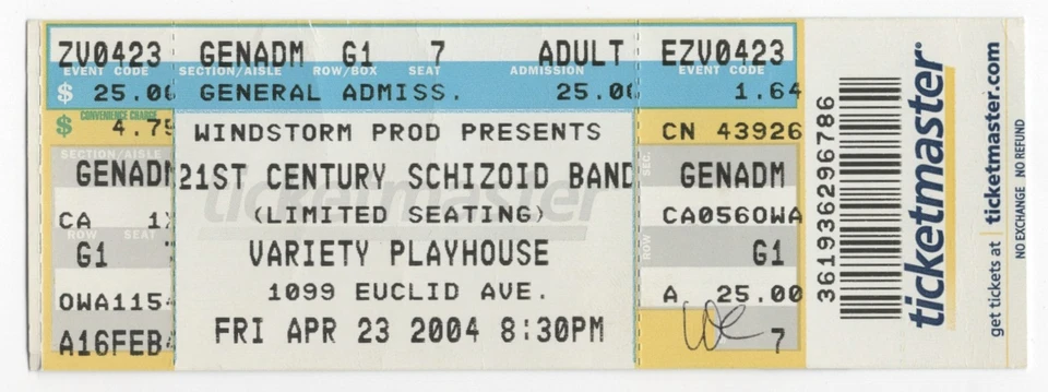 21st Century Schizoid Band 23/04 Cleveland ¡Boleto OH! King Crimson Foto 1 de 1