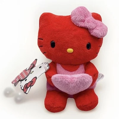 Hello Kitty Red Pink Plush Sanrio Holding Heart Sitting 2010 Valentines Day 6in - Image 1 of 4