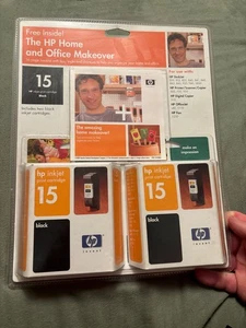 (2) (ONE PKG) Genuine HP 15 Black Ink Cartridges New & SEALED 07/2005 EXP - Picture 1 of 4