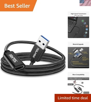 4FT 1.2M USB C Female to USB Male Adapter - Black - Image 1 of 4