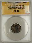 220-222 n. Chr. Römische Silber Denar Münze Julia Maesa Rom Neuwertig ANACS EF-45 AKR