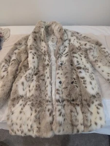 Spirithoods Mens/Womens Siberian Snow Leopard Faux Fur Coat - Size medium - Picture 1 of 4