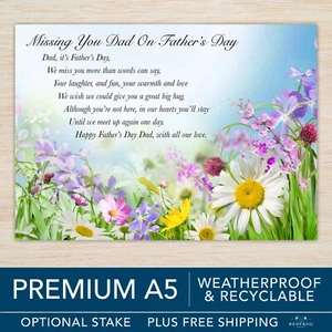 Tarjeta conmemorativa del día del padre del padre tarjeta de tumba junto a la tumba impermeable A5 Reino Unido - Imagen 1 de 15
