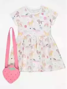 BNWT 2-3 OR 4-5 YEARS GIRLS "GEORGE" UNICORN DRESS & BAG OUTFIT (next day post) - Picture 1 of 4
