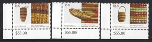 Australie 2022 Aborigène Fibre Art Marginal Ensemble 3 non Montés Mint, MNH - Picture 1 of 1